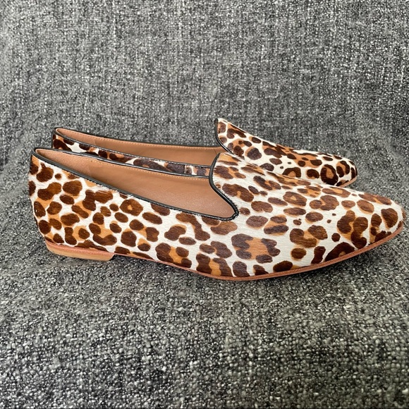 Trask Shoes New Trask Farrah Loafer Flat White Leopard Calf Hair